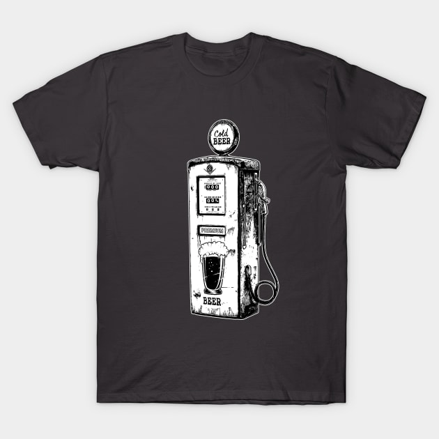 Cold Beer-Gas Pump-Fuel-Gasoline-Humor-Joke T-Shirt by StabbedHeart